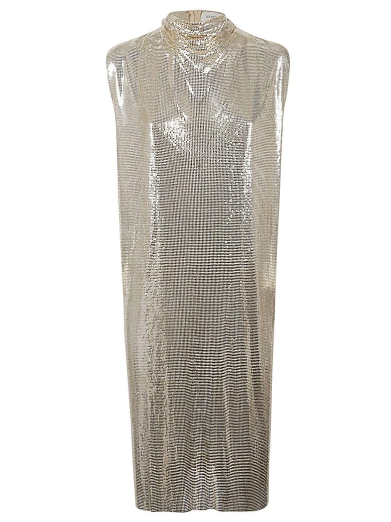 metallic-knit mini dress by Selfnex