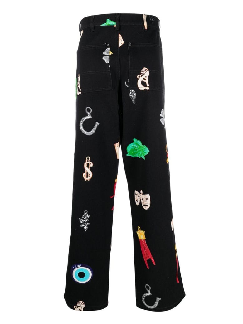 printed denim jeans by Selfnex