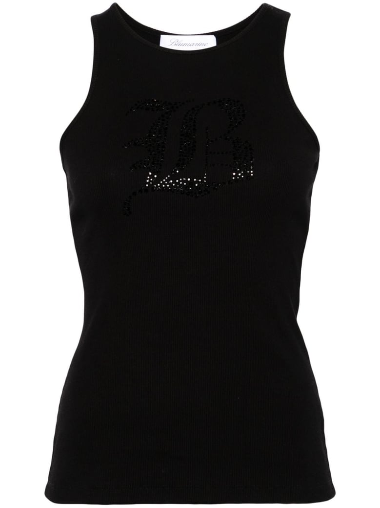 logo ribbed cotton tank top by Selfnex