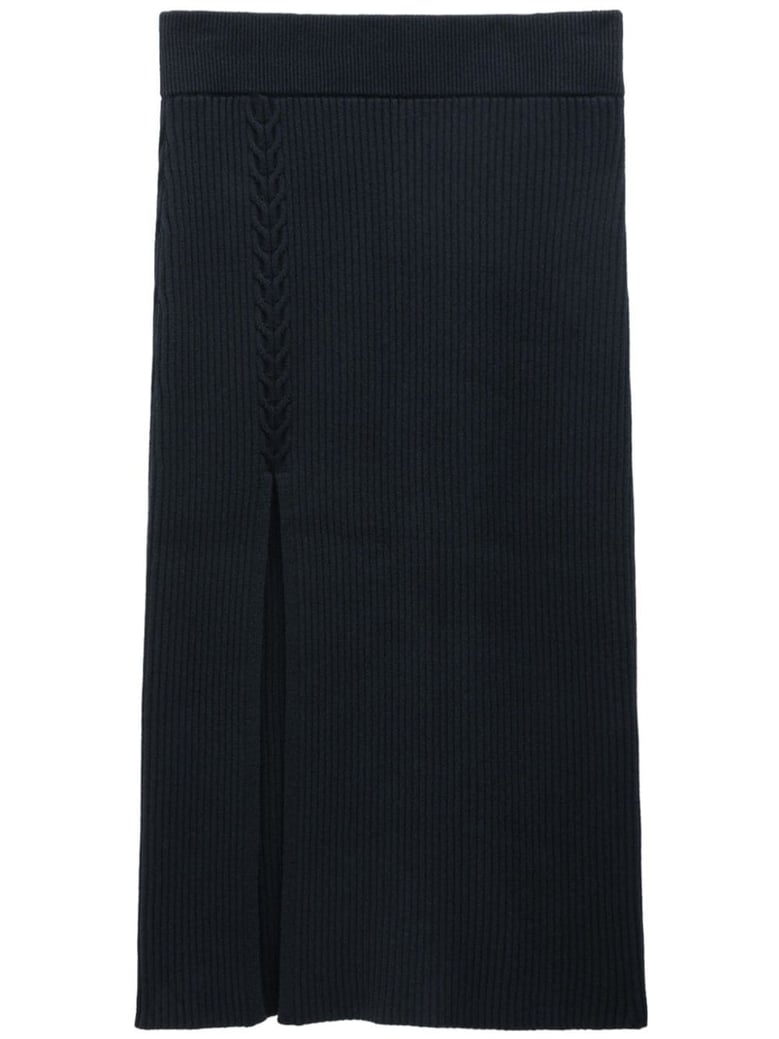 cable knit asymmetrical skirt by Selfnex