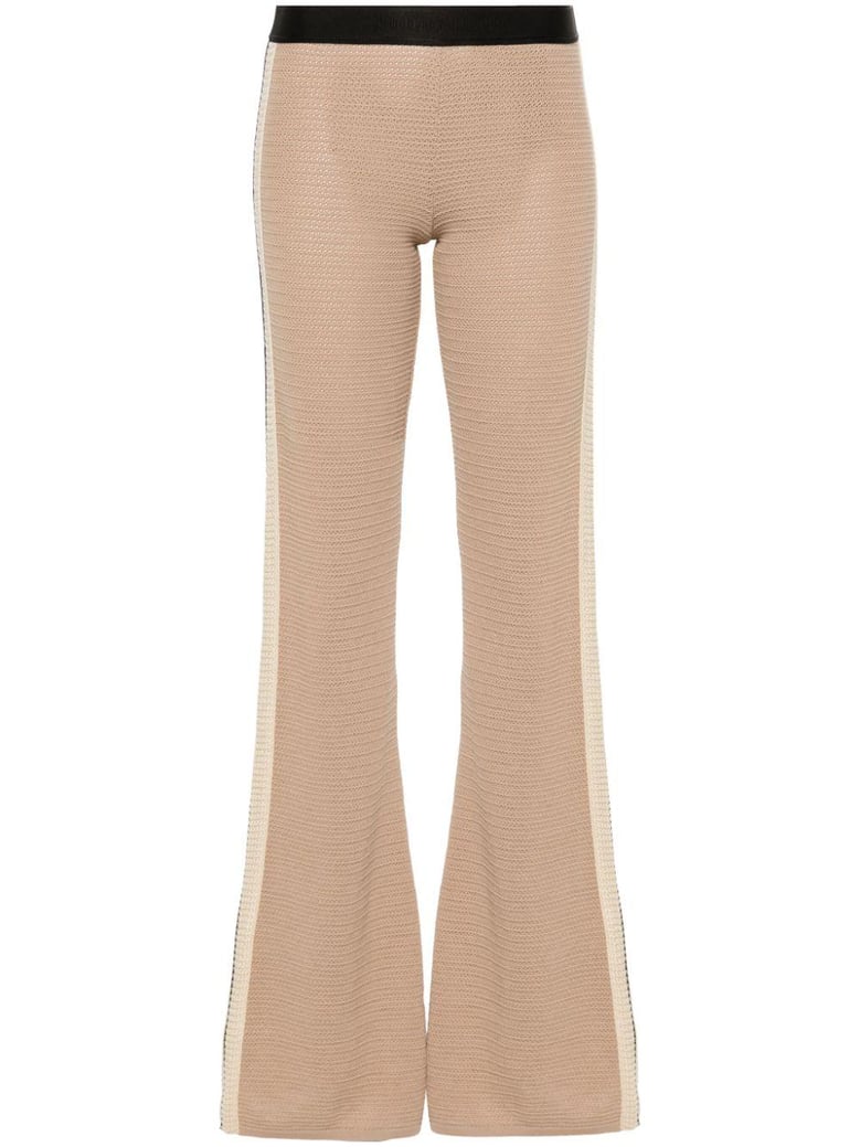 logo tape knitted trousers by Selfnex