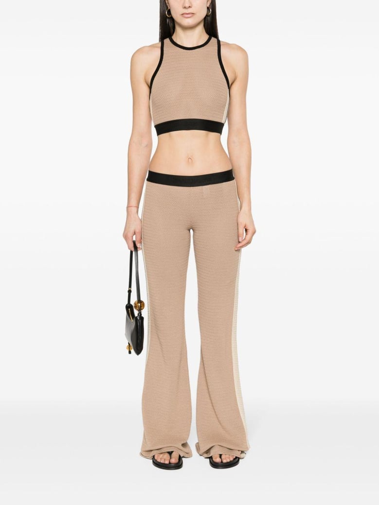 logo tape knitted trousers by Selfnex