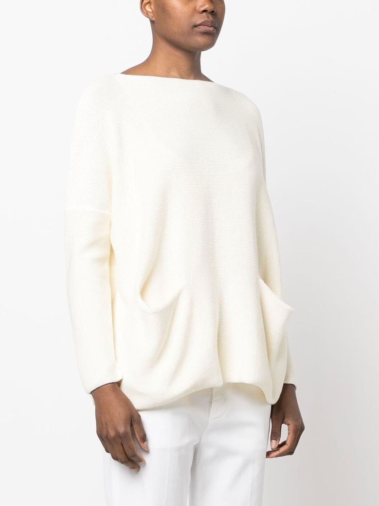 cotton boat neck sweater by Selfnex