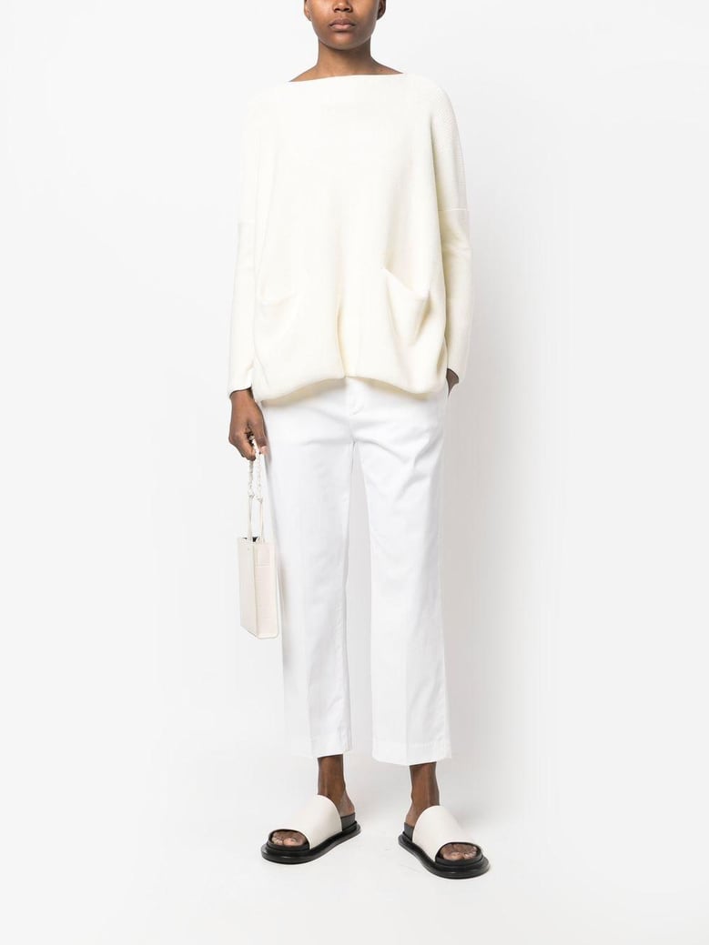 cotton boat neck sweater by Selfnex