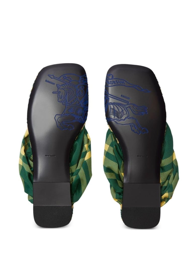 check pattern thong strap open toe branded footbed flat by Selfnex
