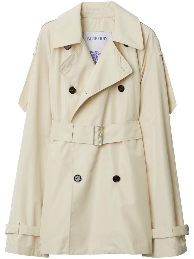 double-breasted button fastening belted coat by Selfnex