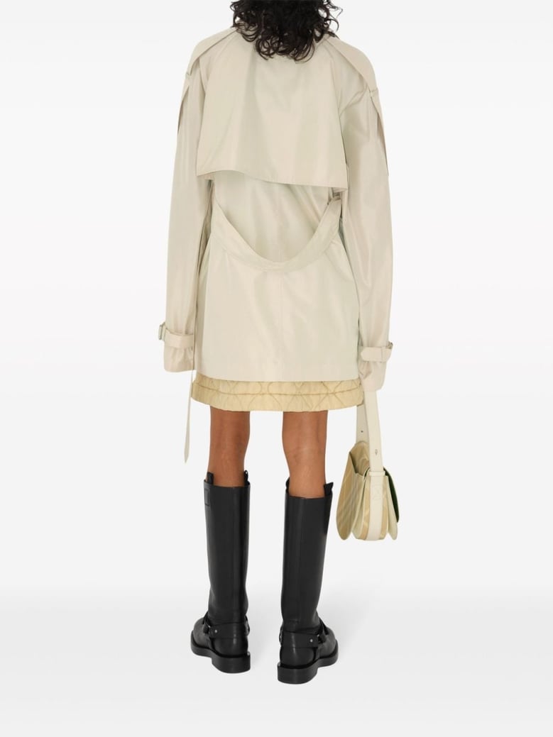 double-breasted button fastening belted coat by Selfnex