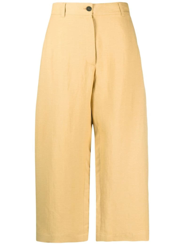 wide leg cropped cotton trousers by Selfnex