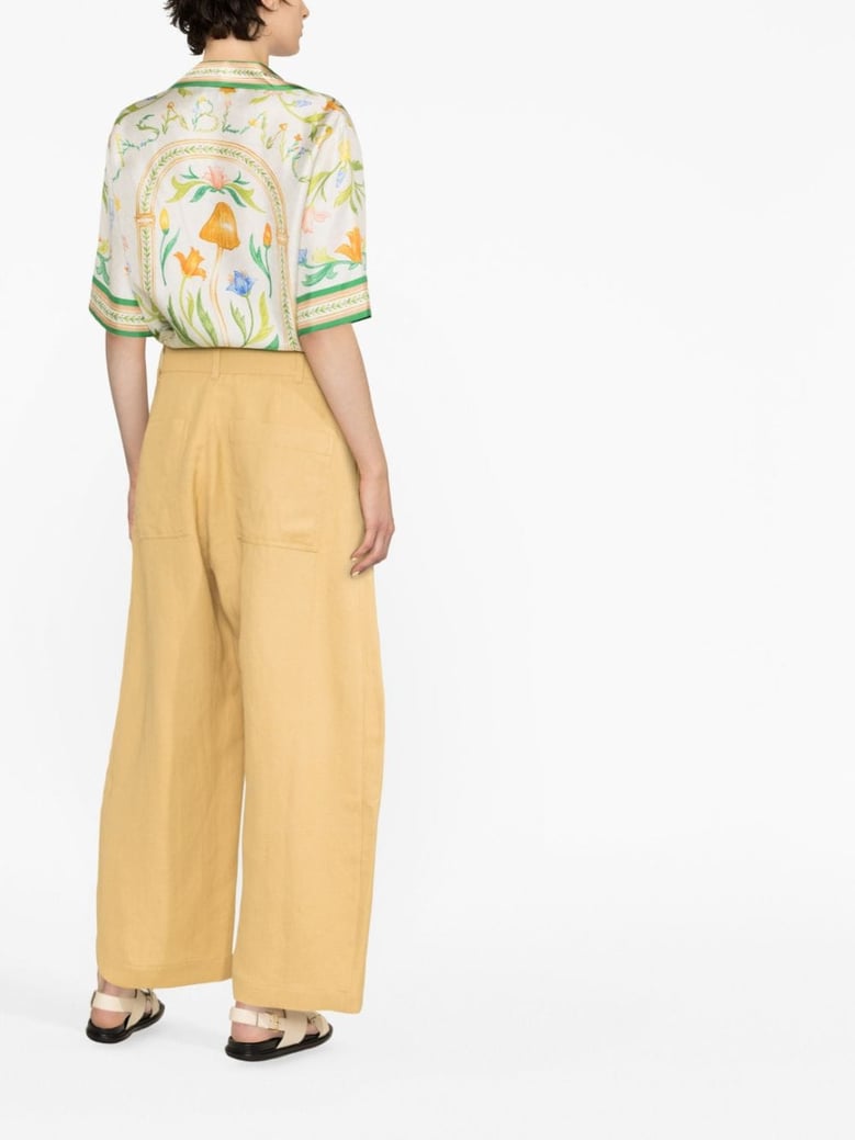 wide leg cropped cotton trousers by Selfnex