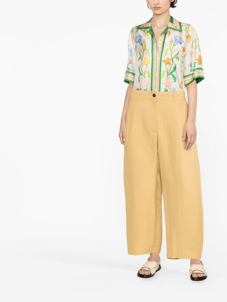 wide leg cropped cotton trousers by Selfnex