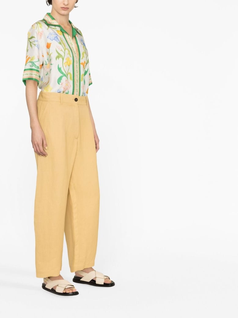 wide leg cropped cotton trousers by Selfnex