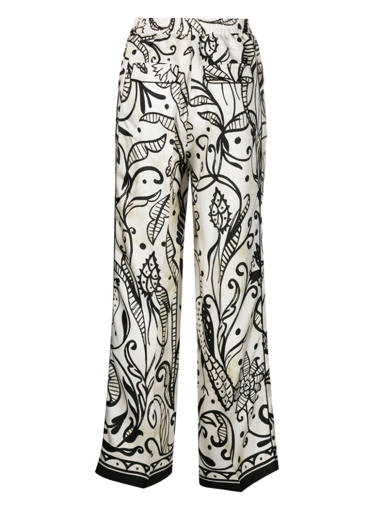 printed silk trousers by Selfnex