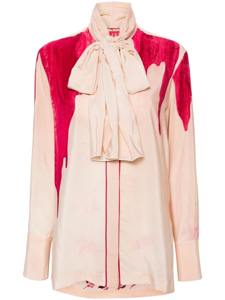 printed crepe de chine shirt by Selfnex