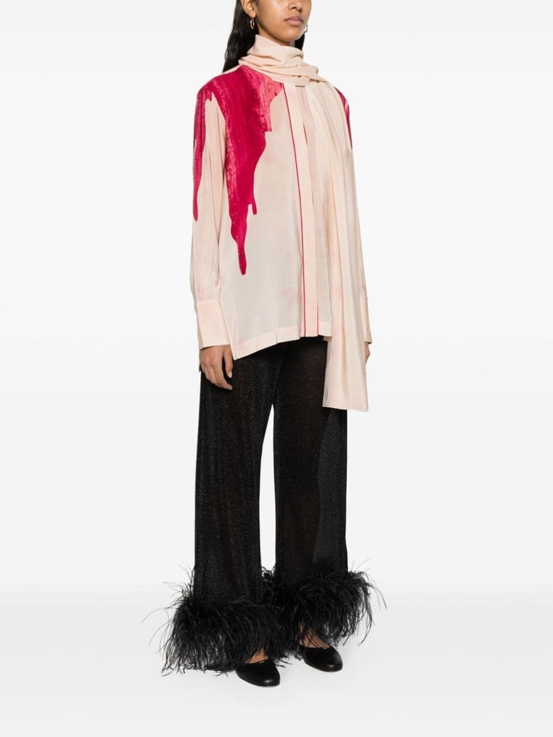 printed crepe de chine shirt by Selfnex