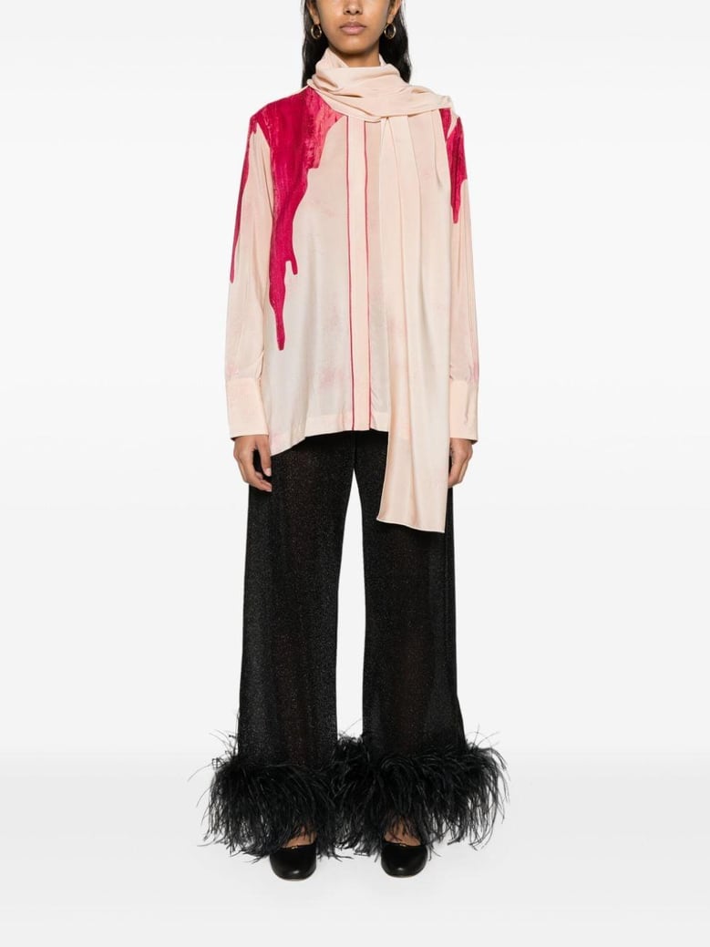 printed crepe de chine shirt by Selfnex