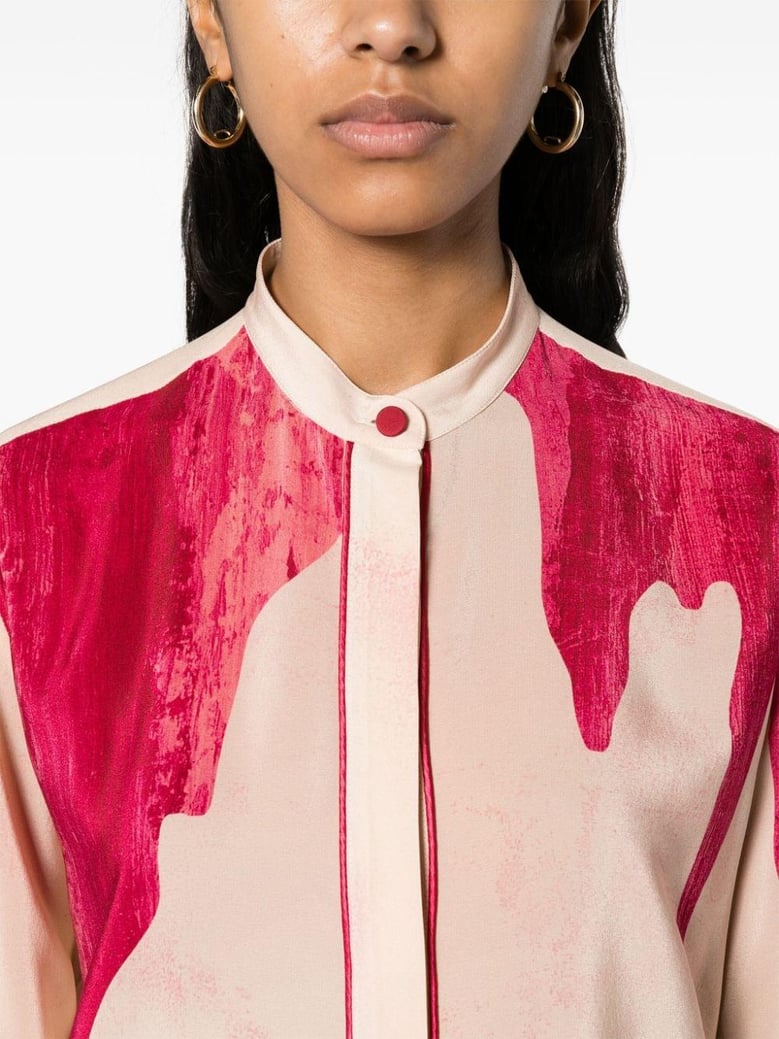printed crepe de chine shirt by Selfnex
