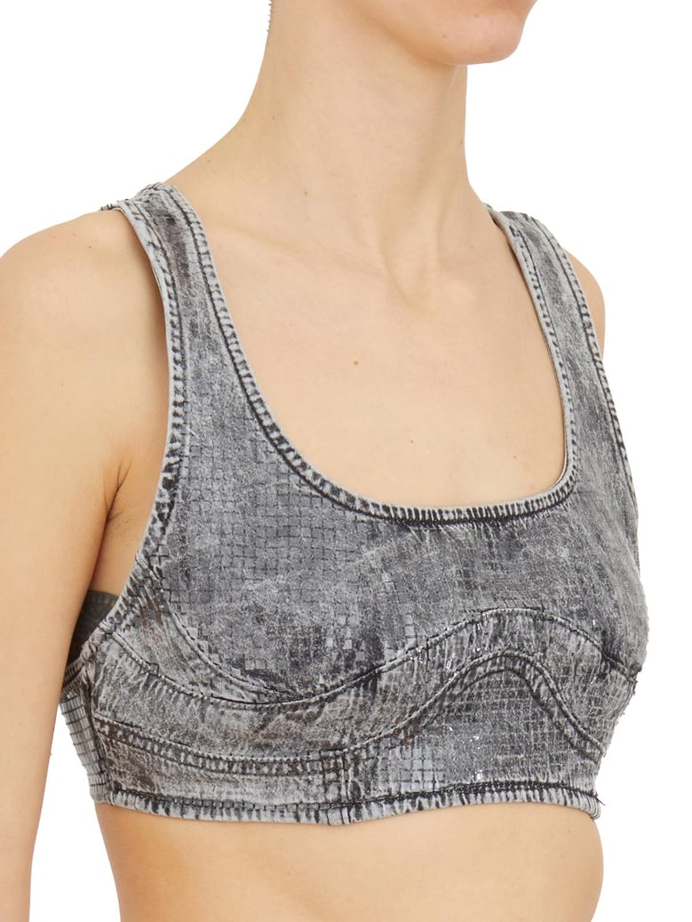 top in denim con micro paillettes by Selfnex