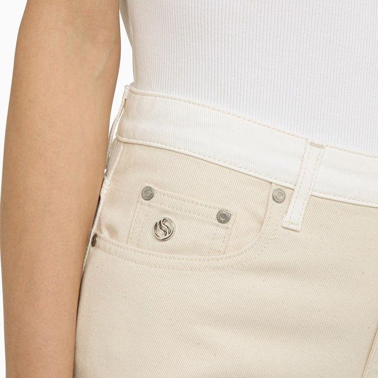 banana leg utility jeans by Selfnex
