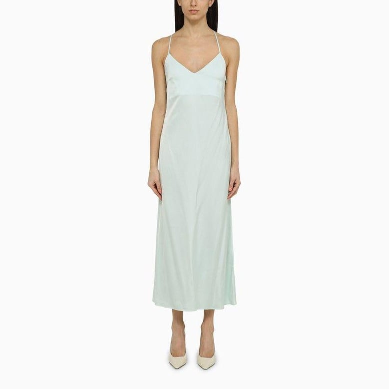 noel light aqua satin dress by Selfnex