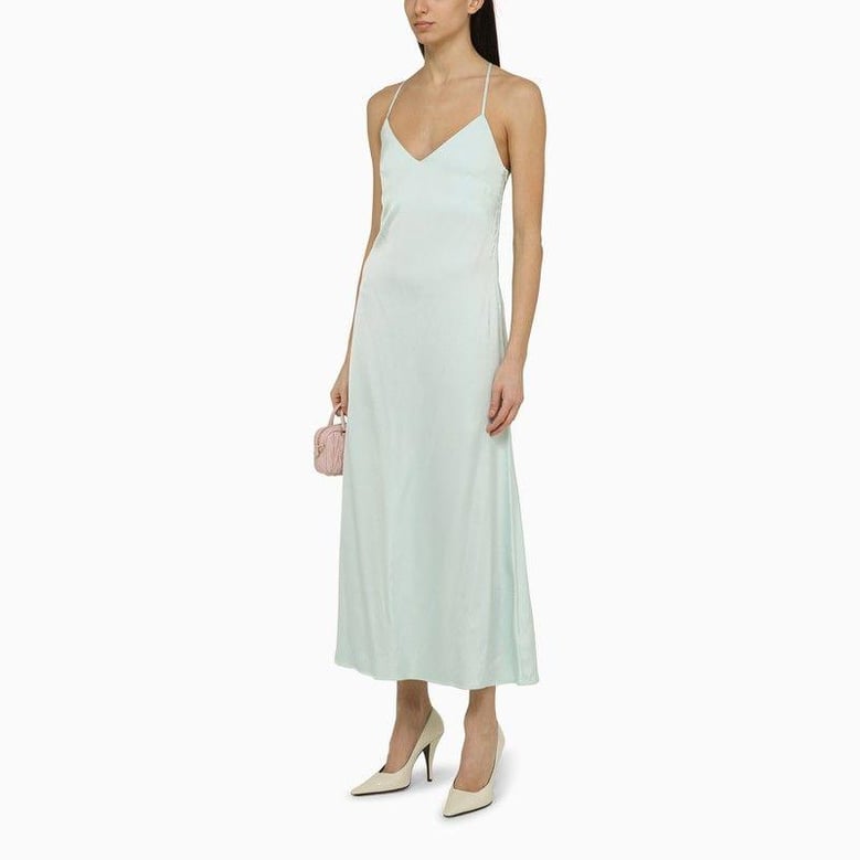 noel light aqua satin dress by Selfnex