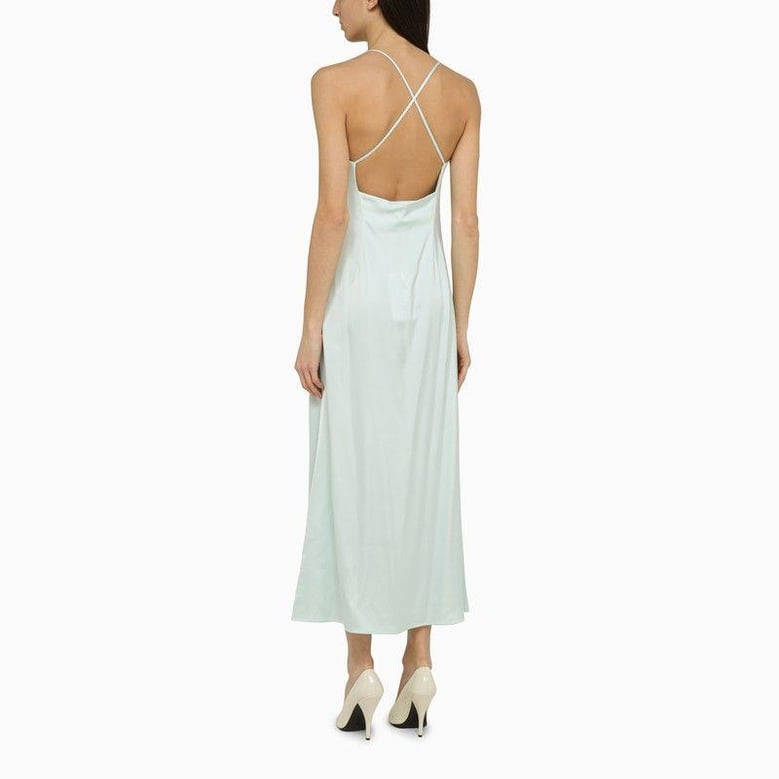 noel light aqua satin dress by Selfnex