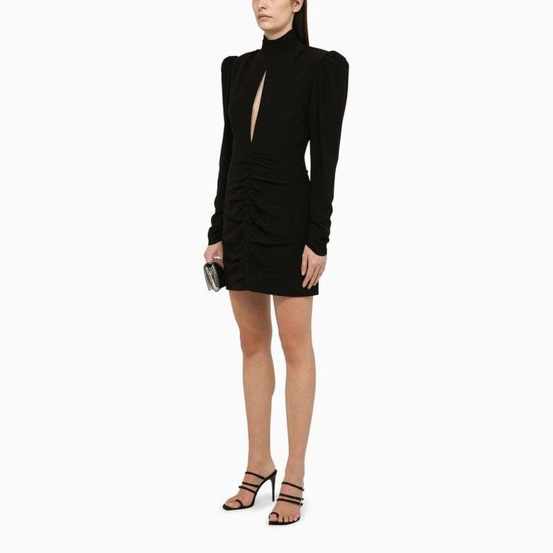 black draped silk minidress by Selfnex