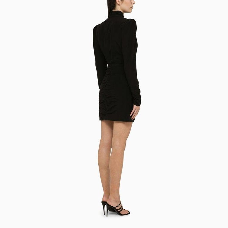 black draped silk minidress by Selfnex