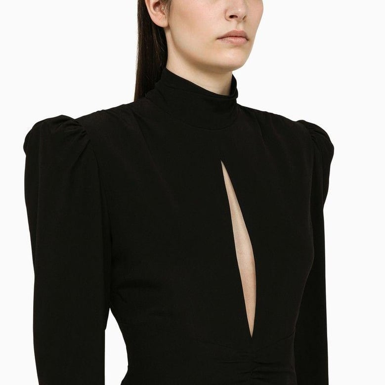 black draped silk minidress by Selfnex