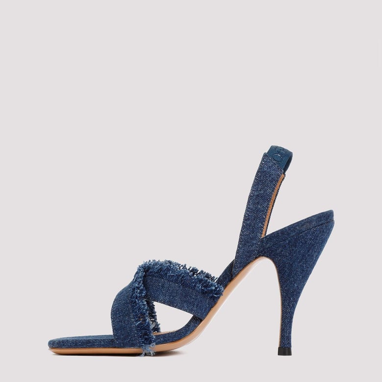 curvy heel denim sandal by Selfnex