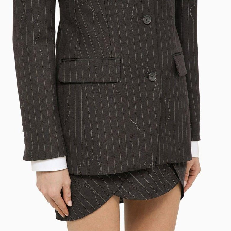 grey single-breasted pinstripe jacket in wool blend by Selfnex