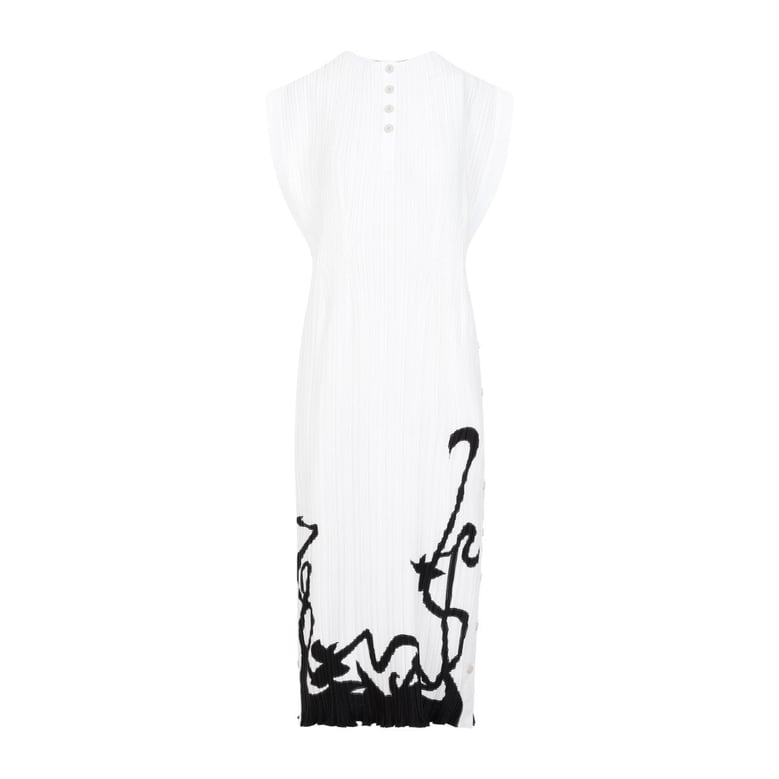 sleeveless pleated midi dress by Selfnex