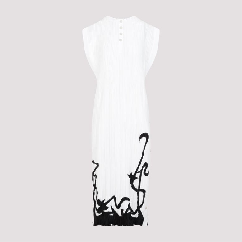 sleeveless pleated midi dress by Selfnex