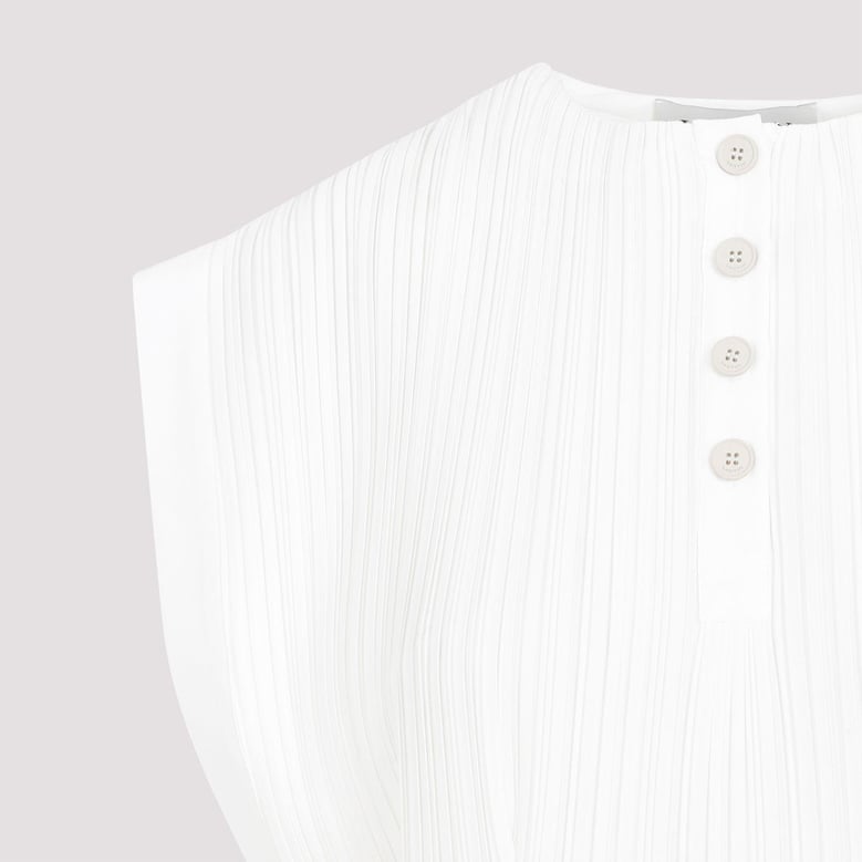 sleeveless pleated midi dress by Selfnex