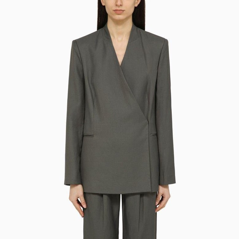 sandyato single-breasted grey viscose blazer by Selfnex