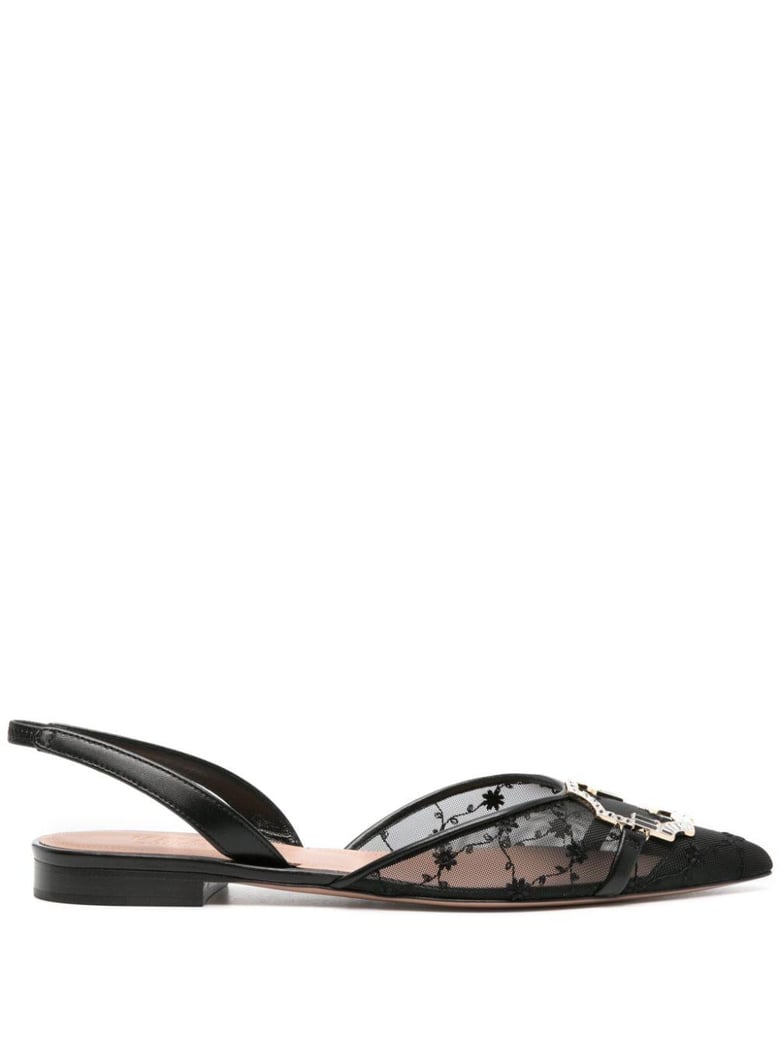 misha embellished mesh slingback ballet flats by Selfnex
