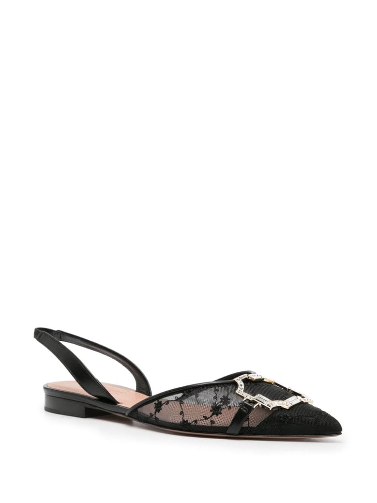 misha embellished mesh slingback ballet flats by Selfnex