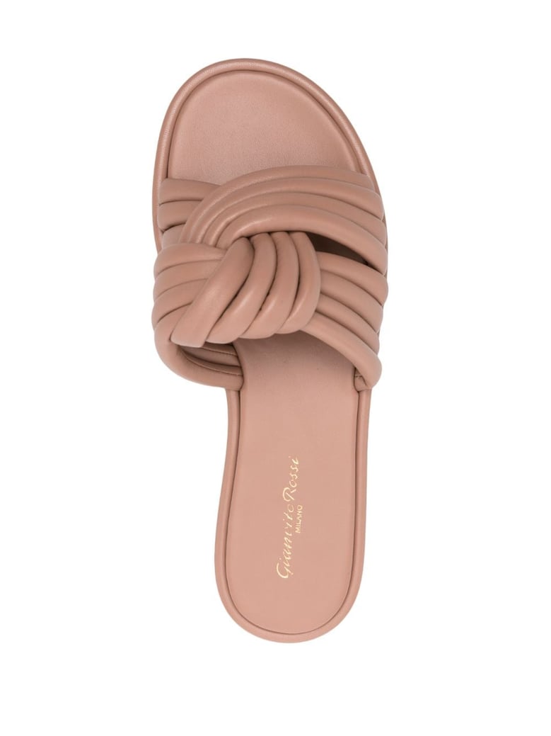 leather flat sandals by Selfnex