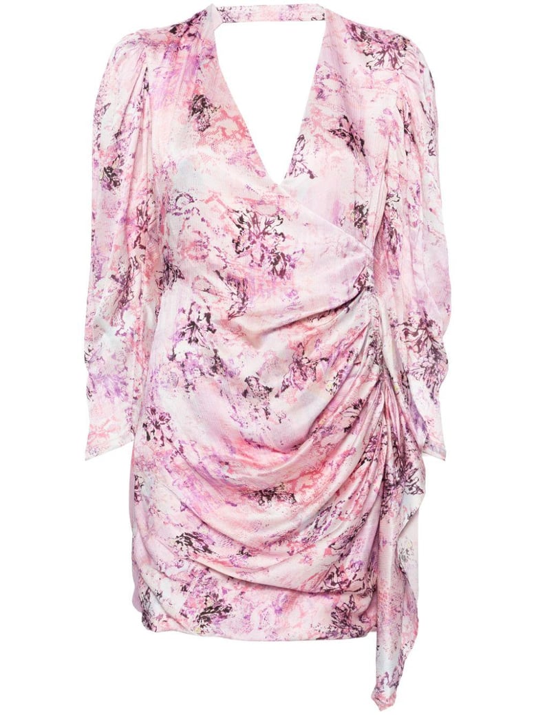 floral print silk short dress by Selfnex