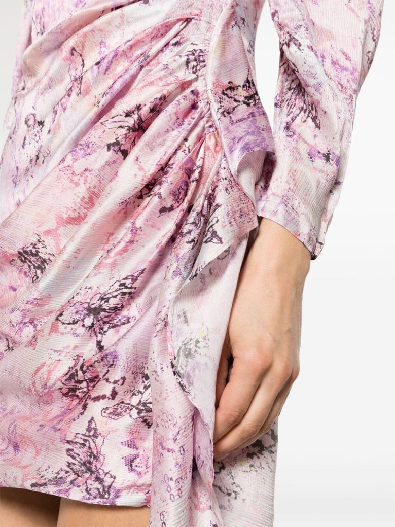 floral print silk short dress by Selfnex
