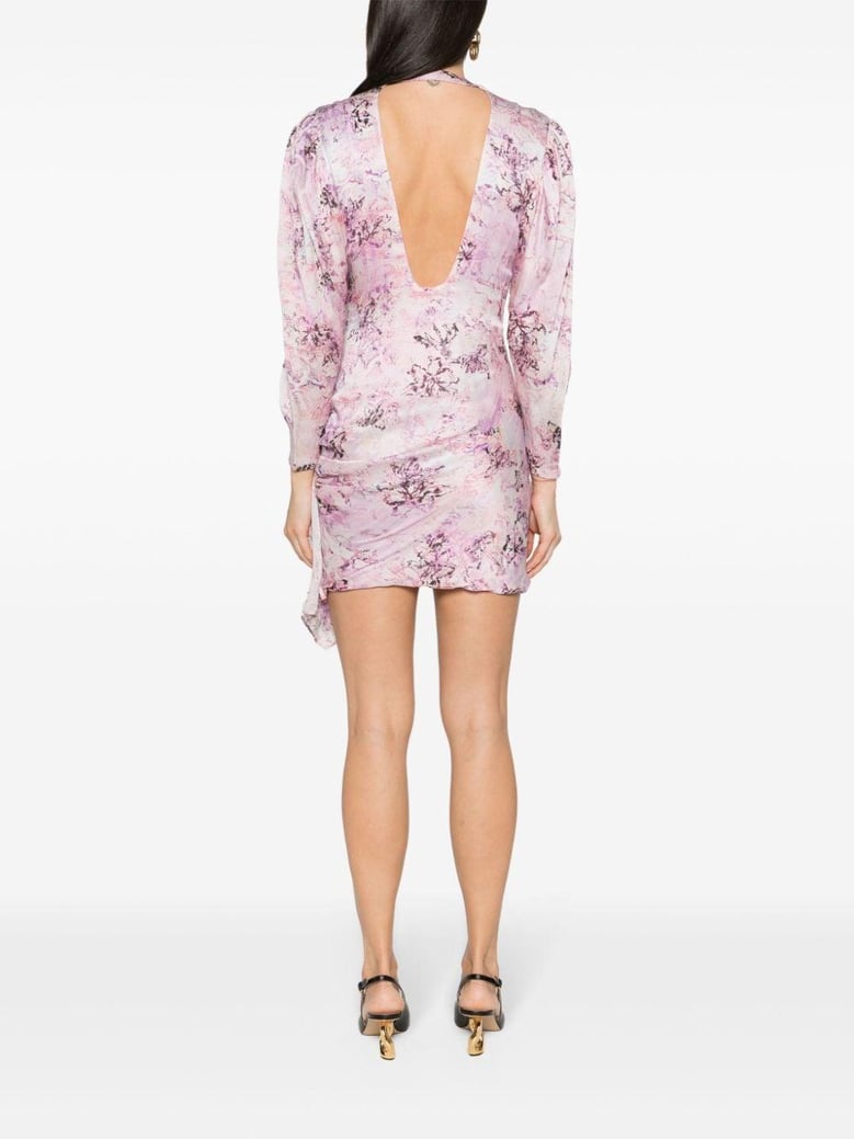 floral print silk short dress by Selfnex