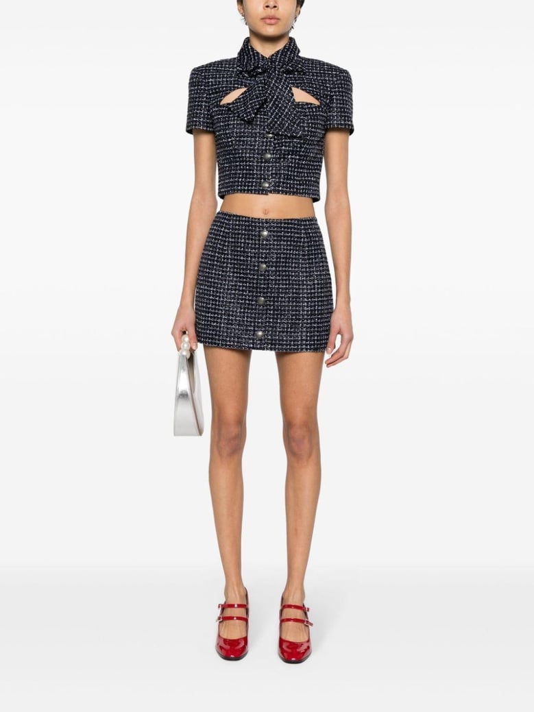 sequin checked tweed mini skirt by Selfnex