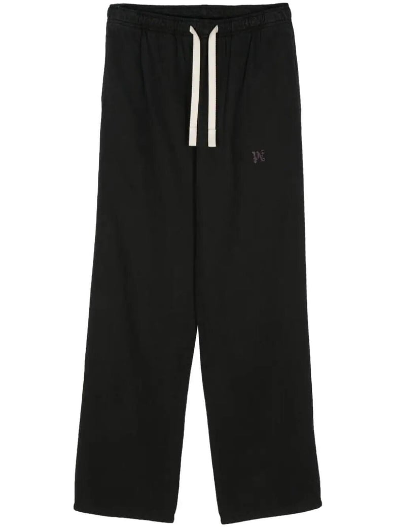 monogram cotton blend trousers by Selfnex