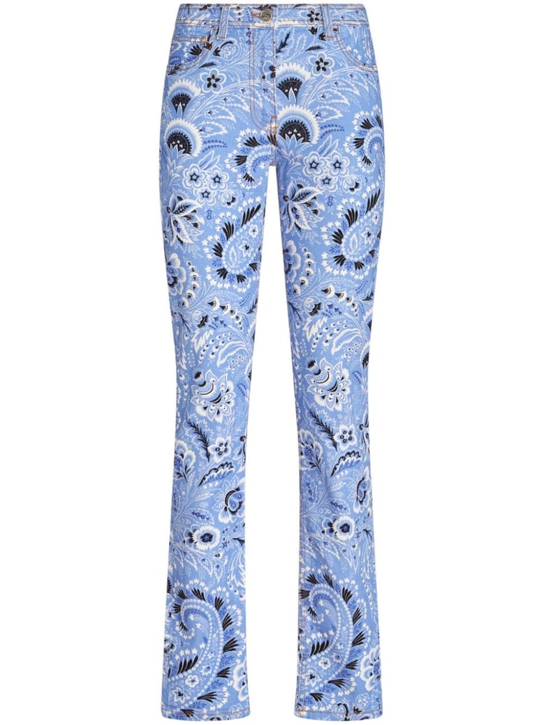 printed denim jeans by Selfnex