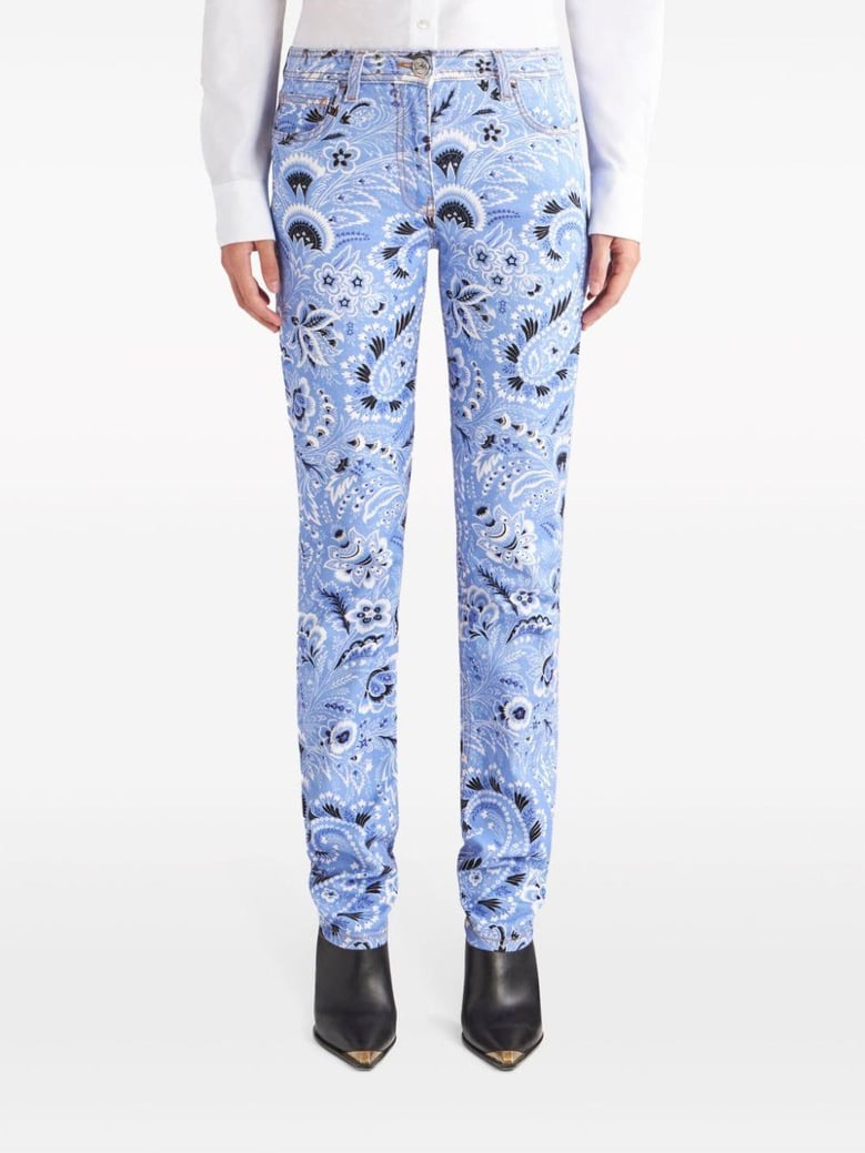printed denim jeans by Selfnex