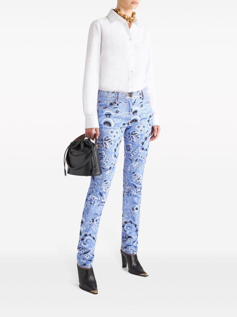 printed denim jeans by Selfnex