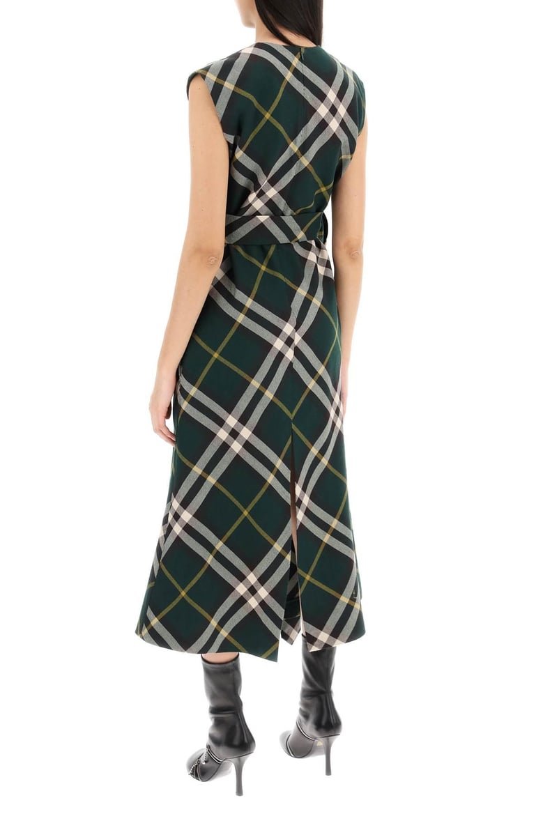 check motif wool midi dress by Selfnex