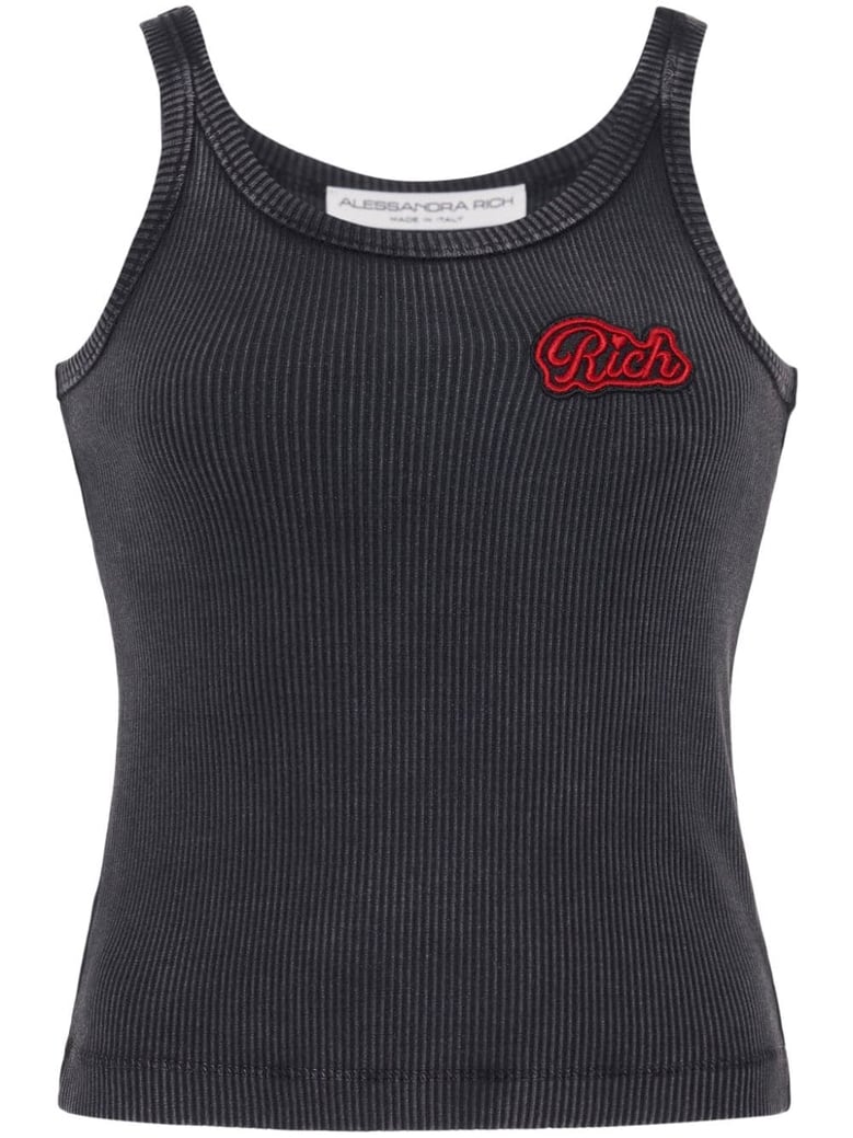 logo ribbed cotton tank top by Selfnex
