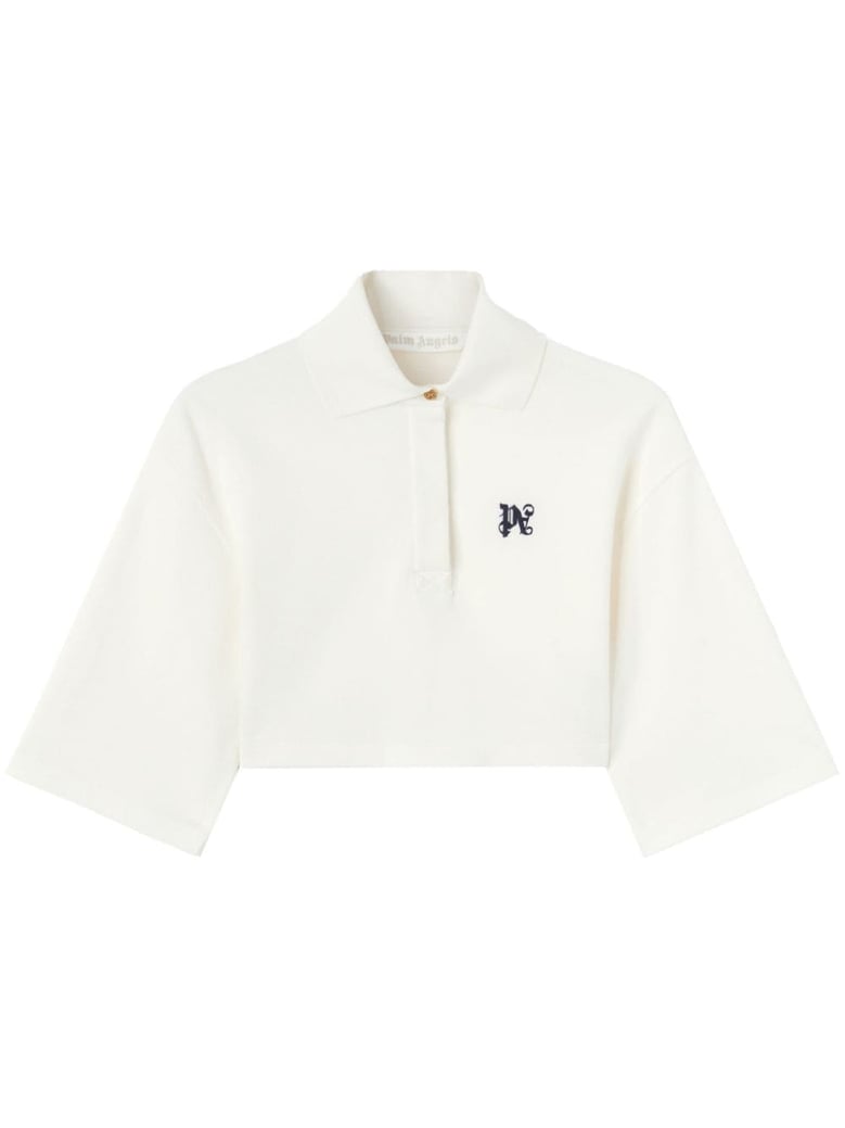 monogram cropped polo shirt by Selfnex