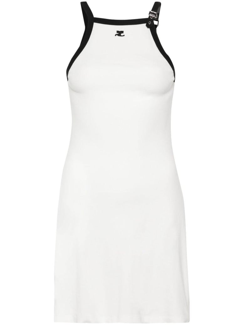 buckle contrast short dress by Selfnex