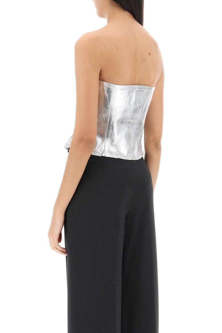 foil corsage denim top by Selfnex